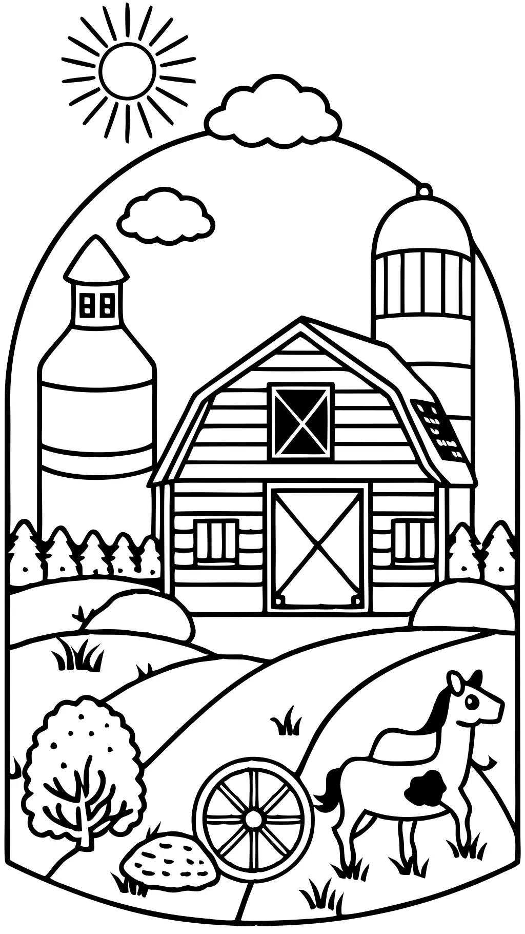 realistic farm coloring pages